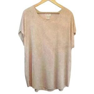 Star Vixen Light Pink Sparkle Glitter Short Sleeved HI-Low Hem Blouse Size 3X